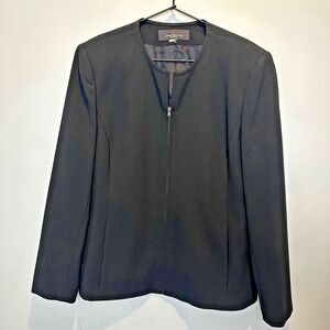 New York Jones Platinum Black Blazer Style Jacket Zip Womens Large
